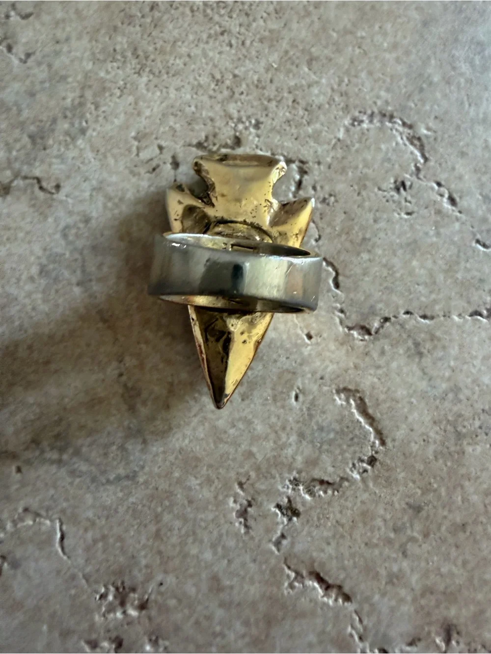 Low Luv By Erin Wasson Gold and Silver Tone Statement Arrowhead Ring Size 8